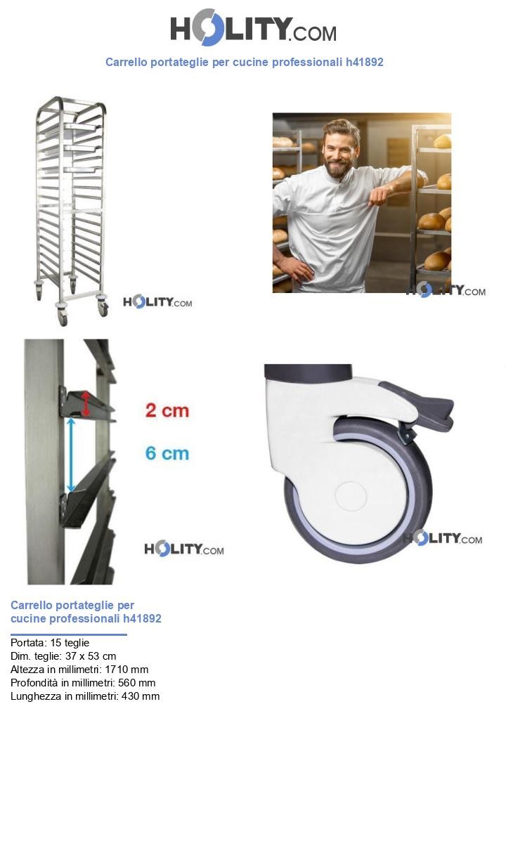Carrello portateglie per cucine professionali h41892