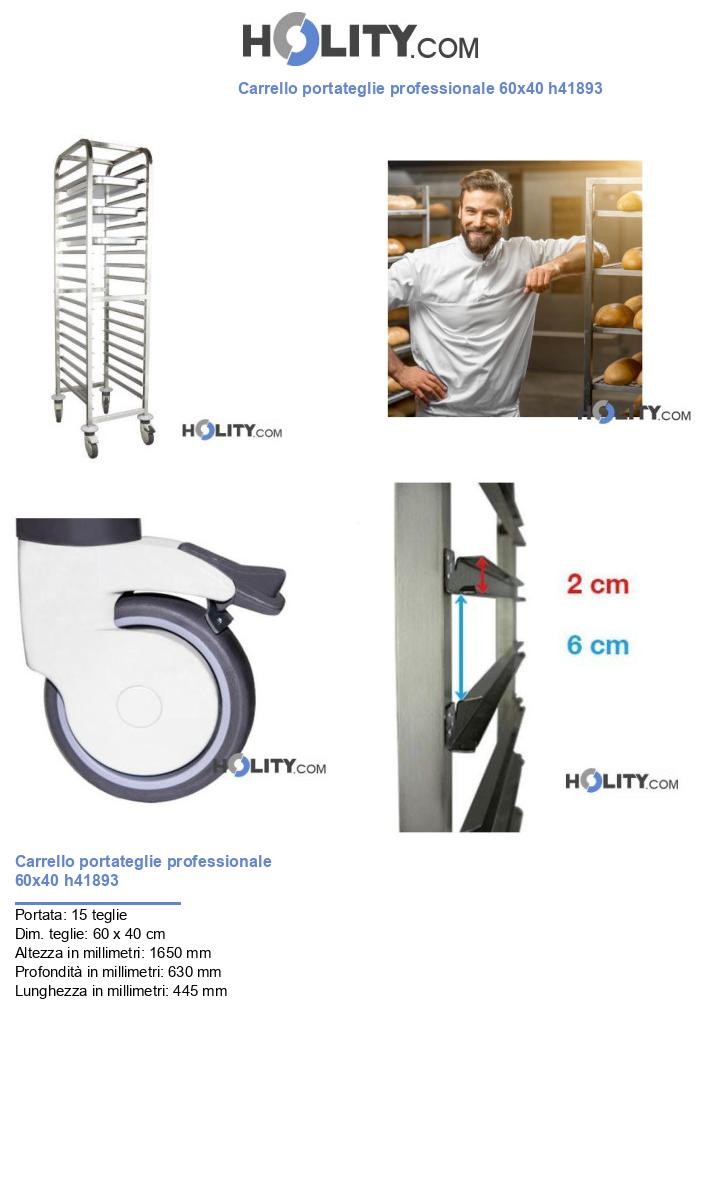Carrello portateglie professionale 60x40 h41893