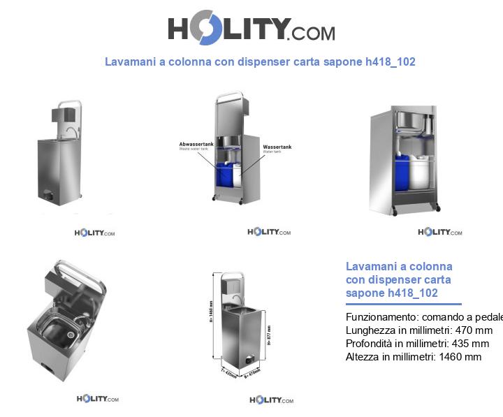 Lavamani a colonna con dispenser carta sapone h418_102