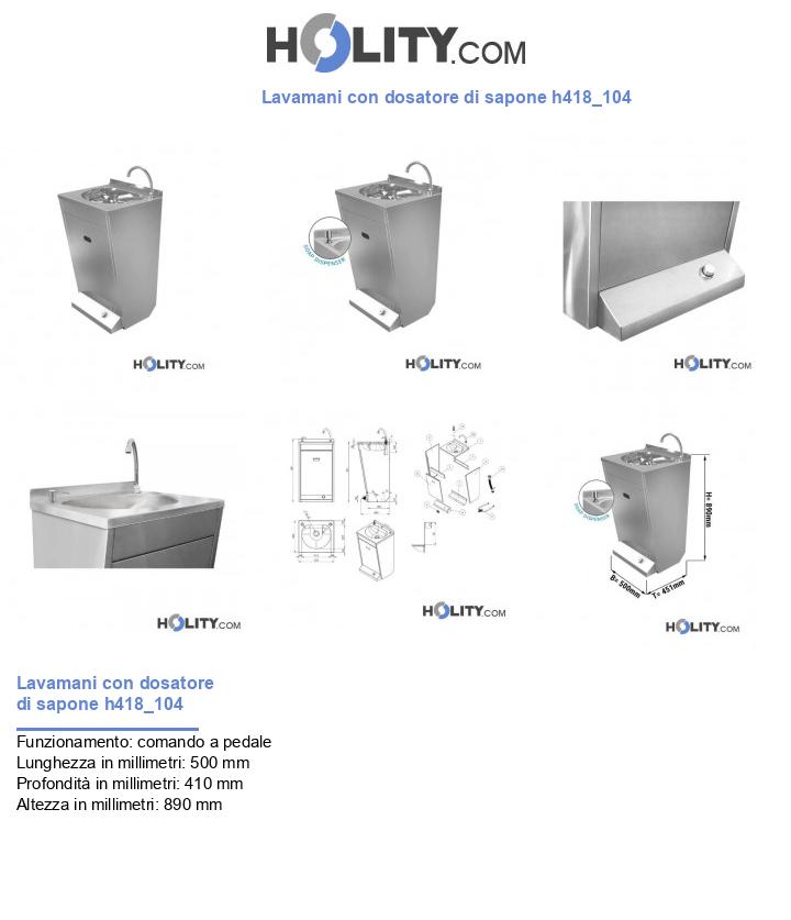 Lavamani con dosatore di sapone h418_104