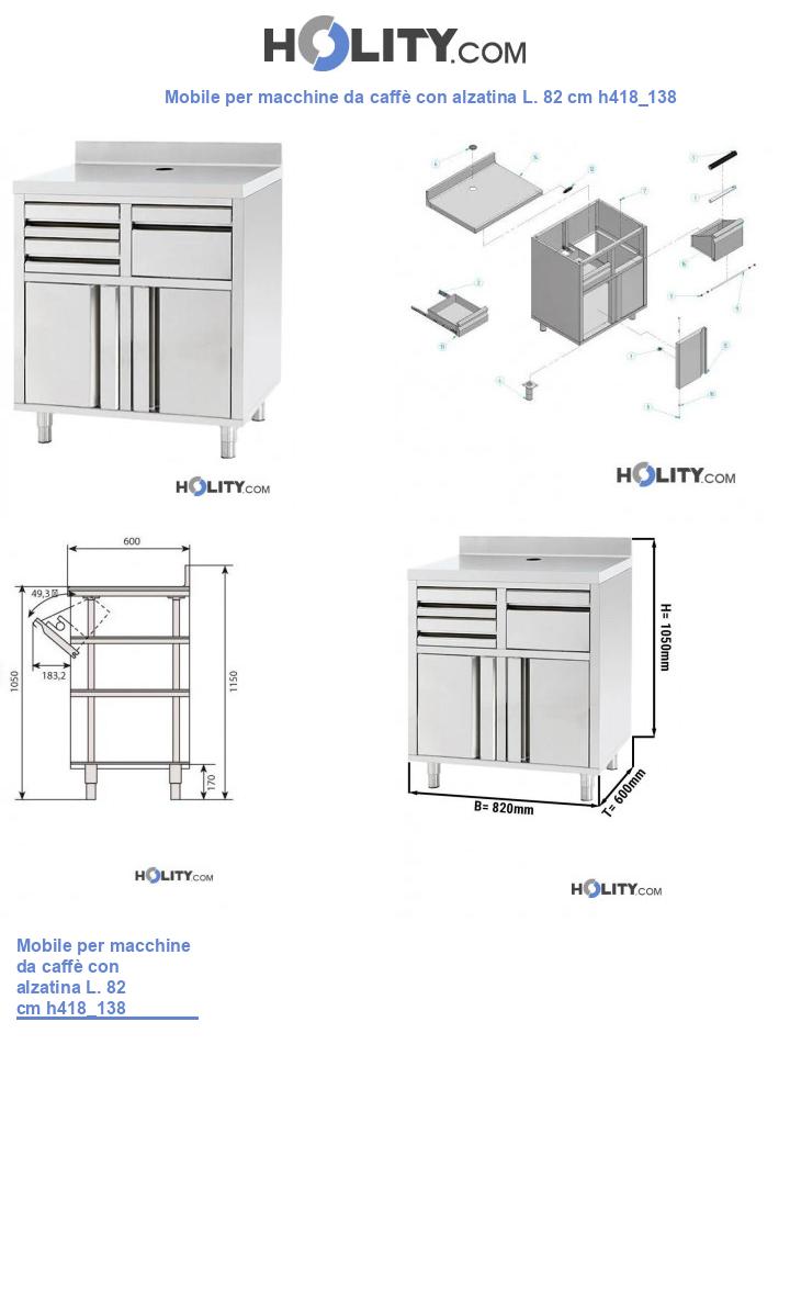 Mobile per macchine da caffè con alzatina L. 82 cm h418_138
