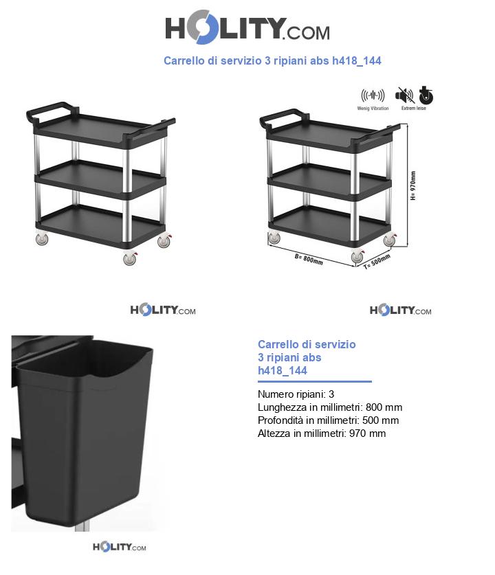Carrello di servizio 3 ripiani abs h418_144