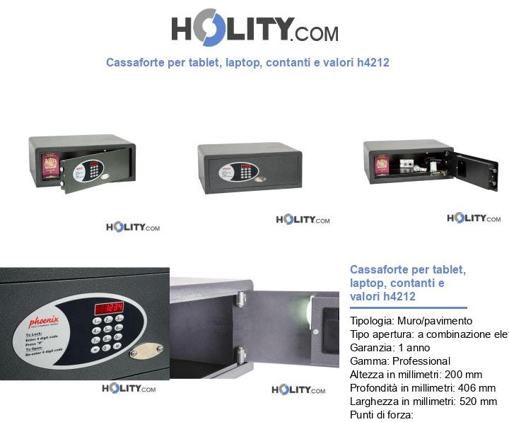 Cassaforte per tablet, laptop, contanti e valori h4212