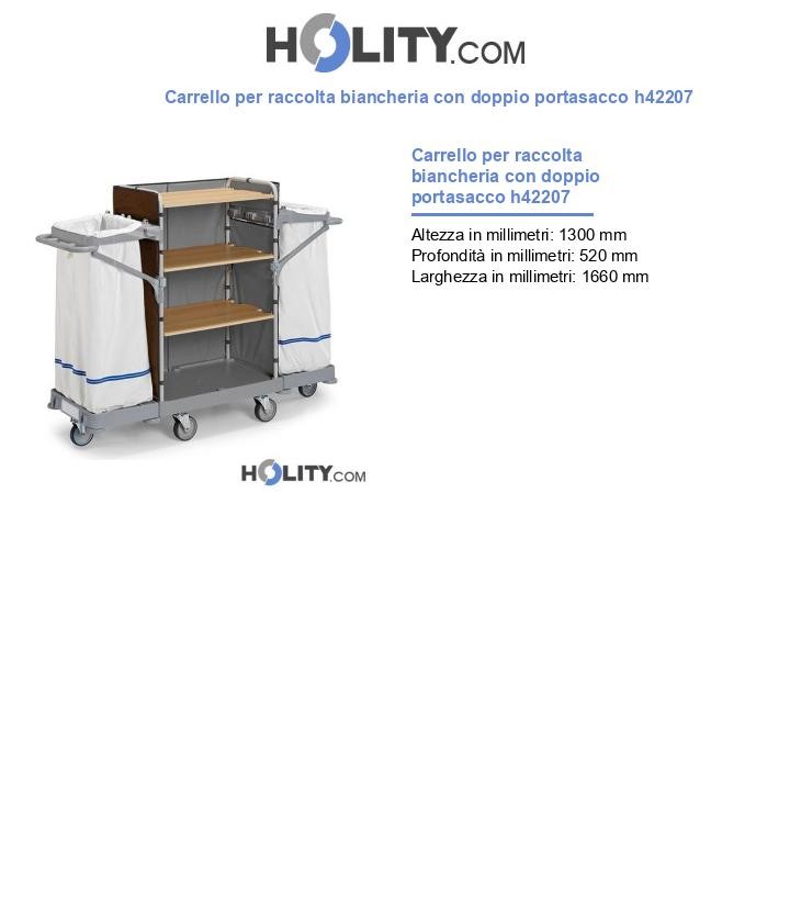 Carrello per raccolta biancheria con doppio portasacco h42207