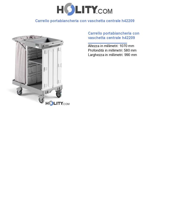 Carrello portabiancheria con vaschetta centrale h42209