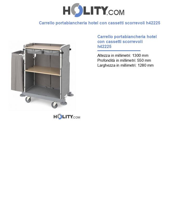Carrello portabiancheria hotel con cassetti scorrevoli h42225