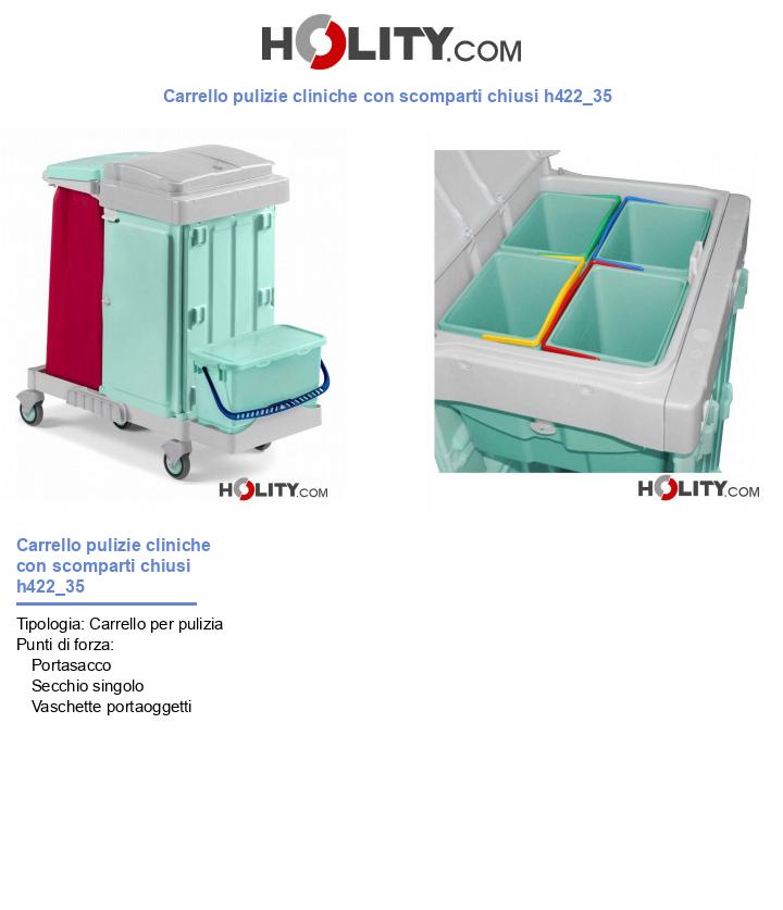 Carrello pulizie cliniche con scomparti chiusi h422_35