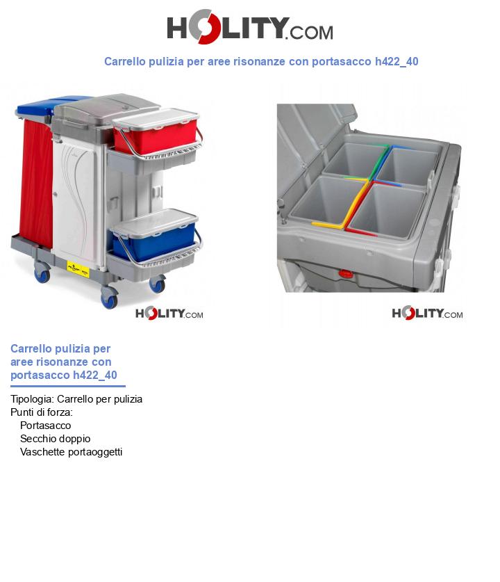 Carrello pulizia per aree risonanze con portasacco h422_40