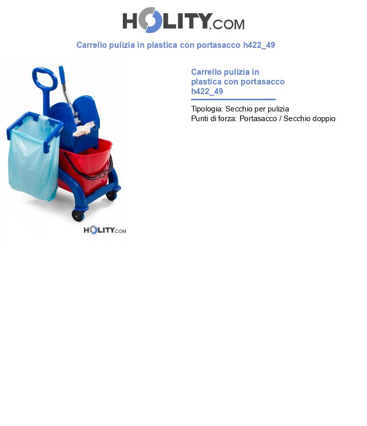 Carrello pulizia in plastica con portasacco h422_49