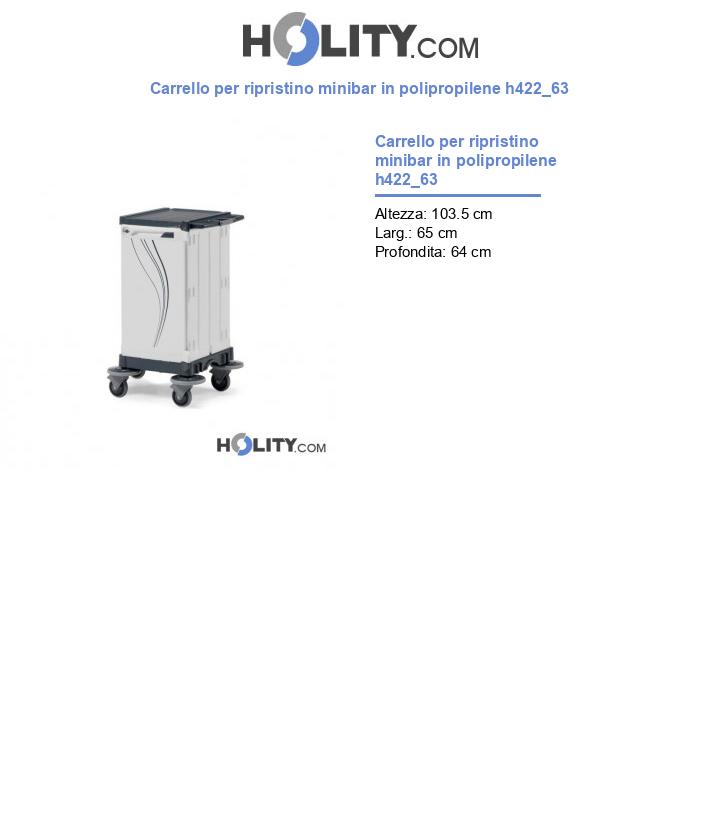 Carrello per ripristino minibar in polipropilene h422_63