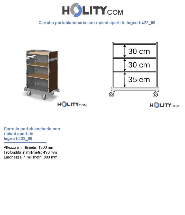 Carrello portabiancheria con ripiani aperti in legno h422_69