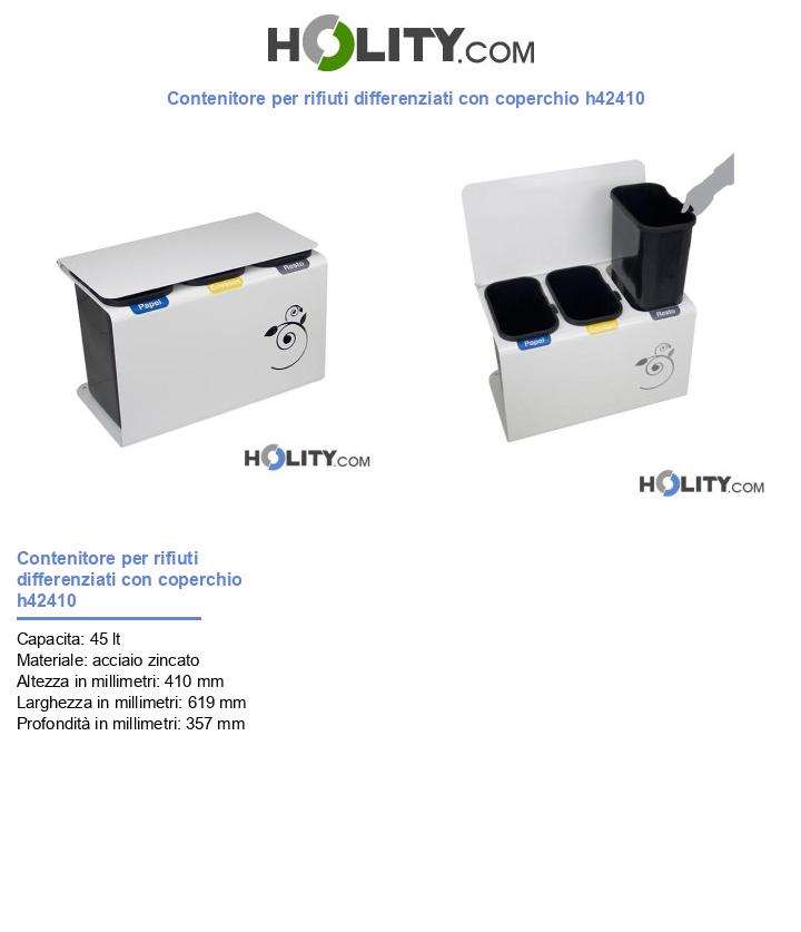 Contenitore per rifiuti differenziati con coperchio h42410