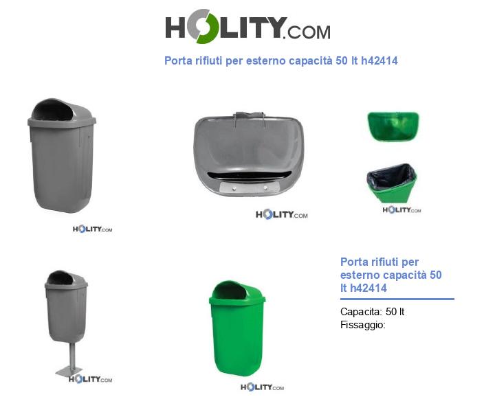 Porta rifiuti per esterno capacità 50 lt h42414