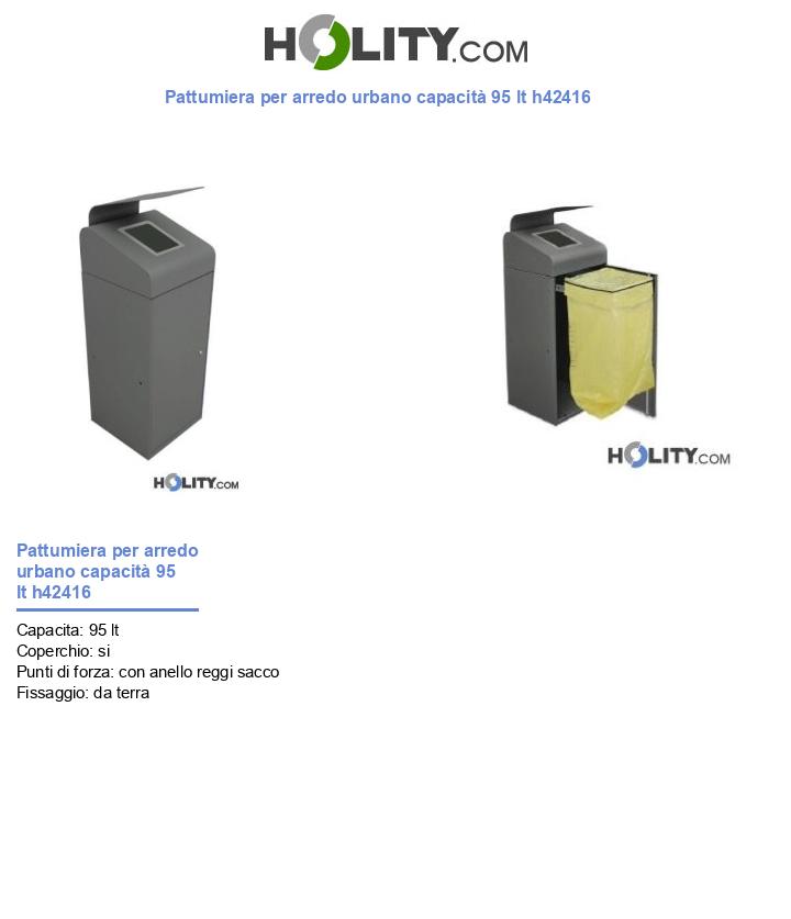 Pattumiera per arredo urbano capacità 95 lt h42416