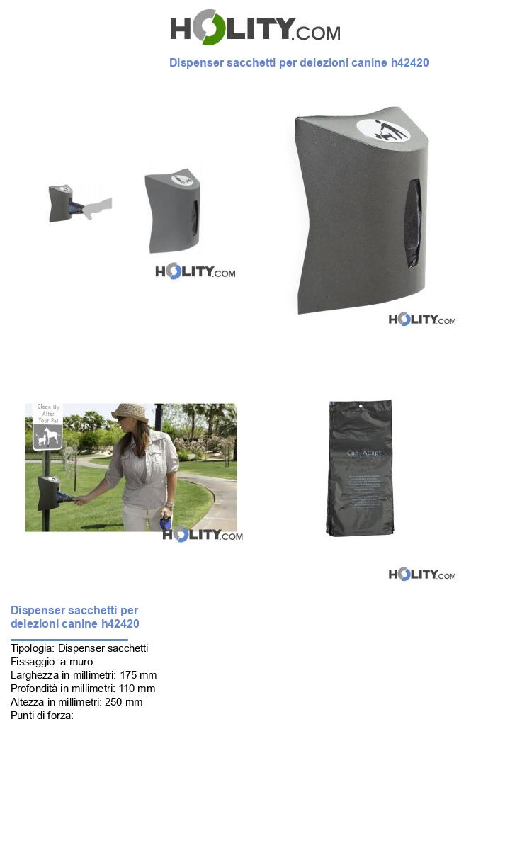Dispenser sacchetti per deiezioni canine h42420