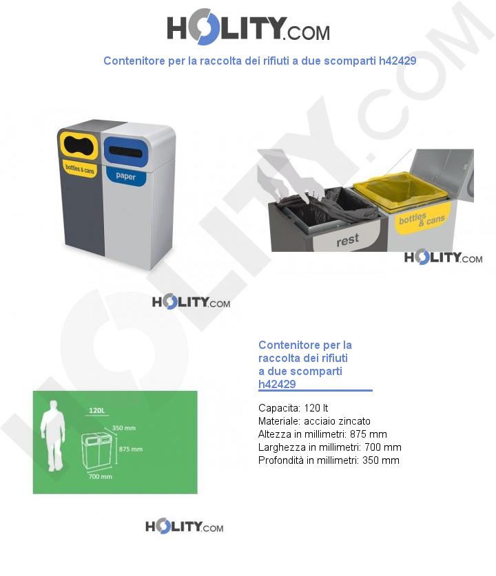Contenitore per la raccolta dei rifiuti a due scomparti h42429