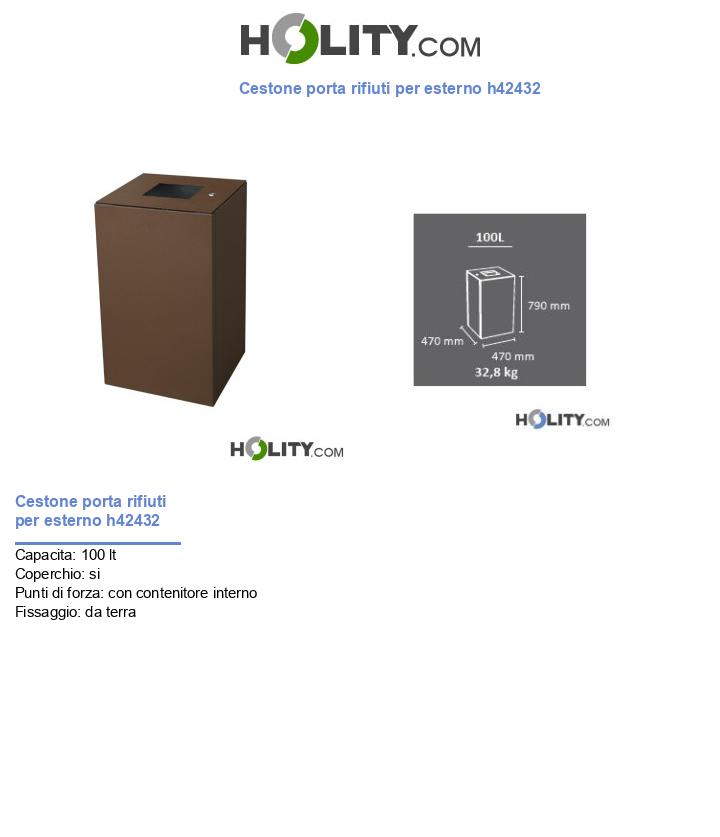 Cestone porta rifiuti per esterno h42432