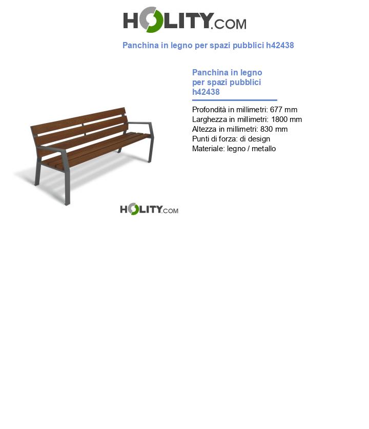 Panchina in legno per spazi pubblici h42438
