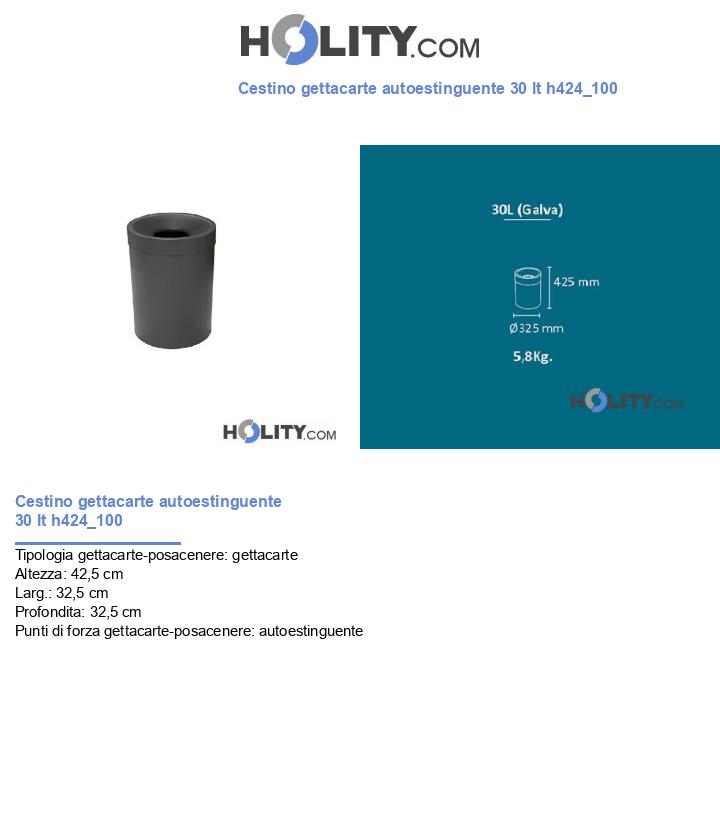 Cestino gettacarte autoestinguente 30 lt h424_100