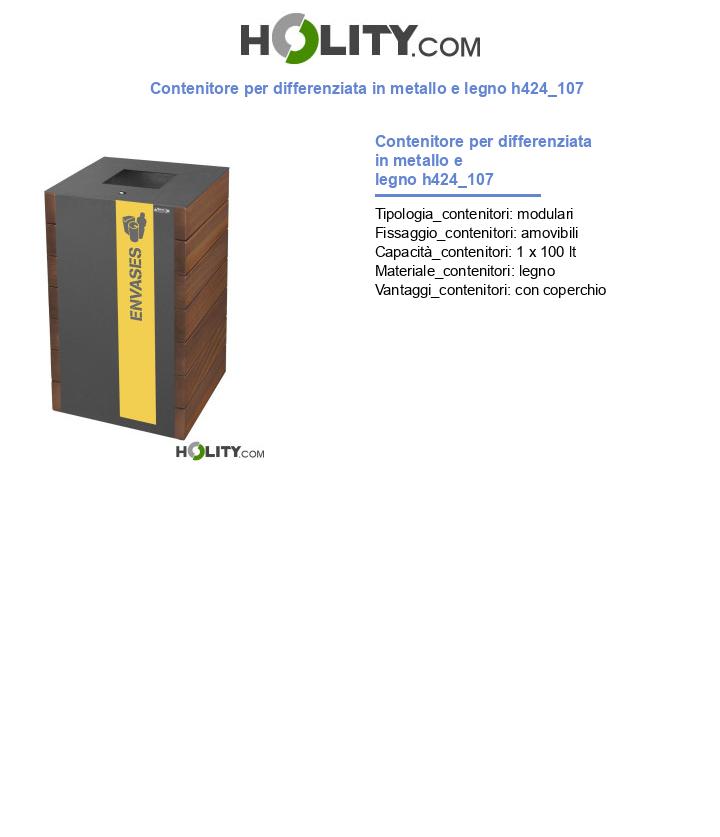 Contenitore per differenziata in metallo e legno h424_107