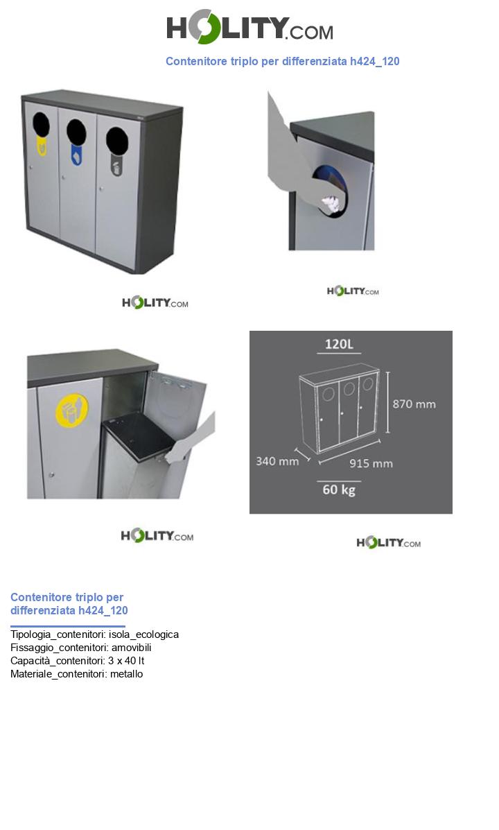 Contenitore triplo per differenziata h424_120