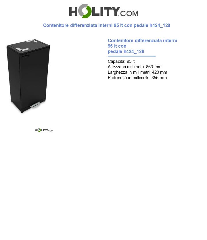 Contenitore differenziata interni 95 lt con pedale h424_128