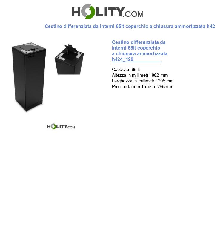 Cestino differenziata da interni 65lt coperchio a chiusura ammortizzata h424_129