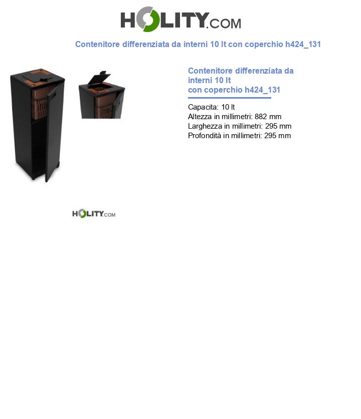 Contenitore differenziata da interni 10 lt con coperchio h424_131