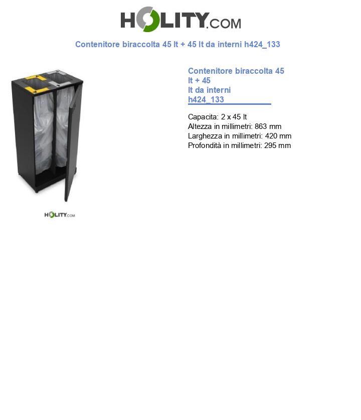 Contenitore biraccolta 45 lt + 45 lt da interni h424_133