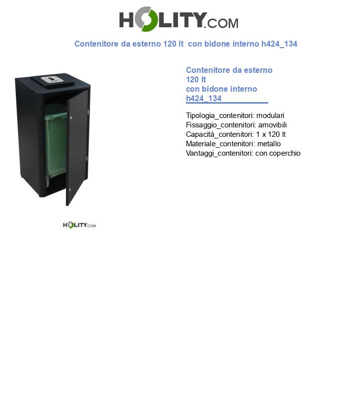Contenitore da esterno 120 lt con bidone interno h424_134