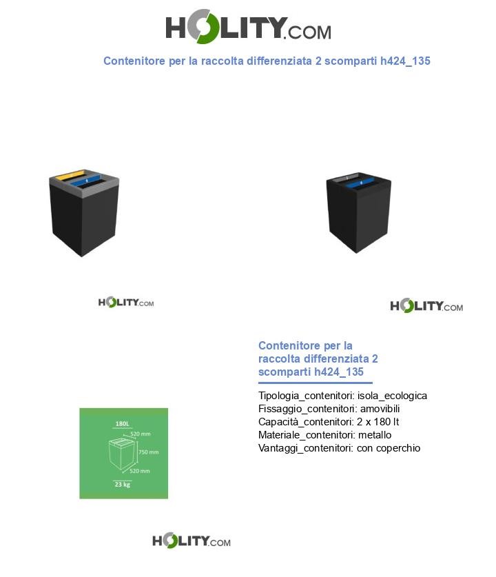 Contenitore per la raccolta differenziata 2 scomparti h424_135