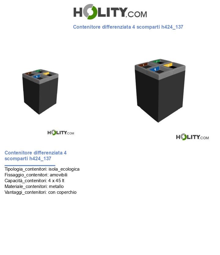 Contenitore differenziata 4 scomparti h424_137