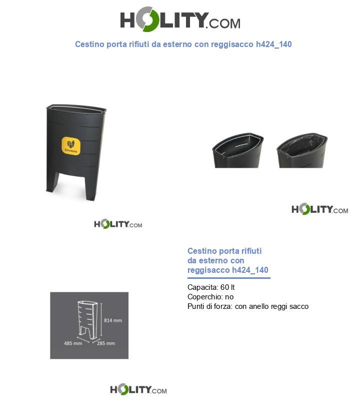 Cestino porta rifiuti da esterno con reggisacco h424_140