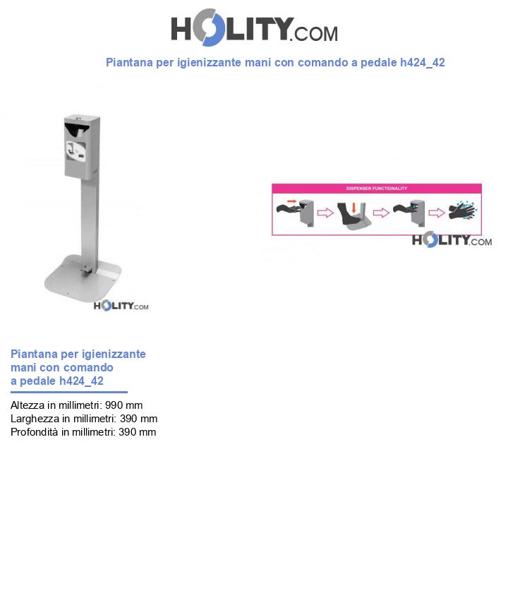 Piantana per igienizzante mani con comando a pedale h424_42