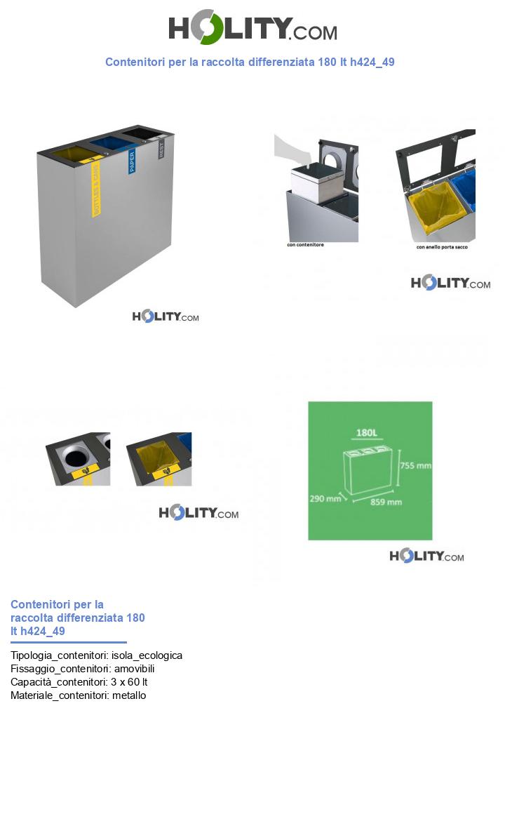 Contenitori per la raccolta differenziata 180 lt h424_49