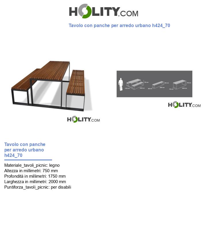 Tavolo con panche per arredo urbano h424_70