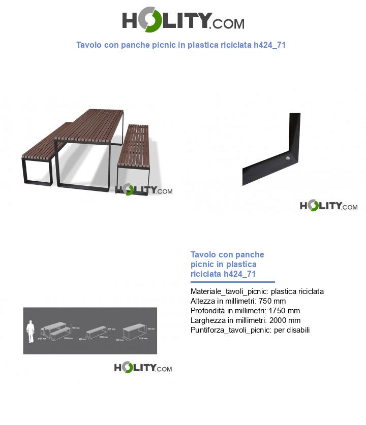 Tavolo con panche picnic in plastica riciclata h424_71