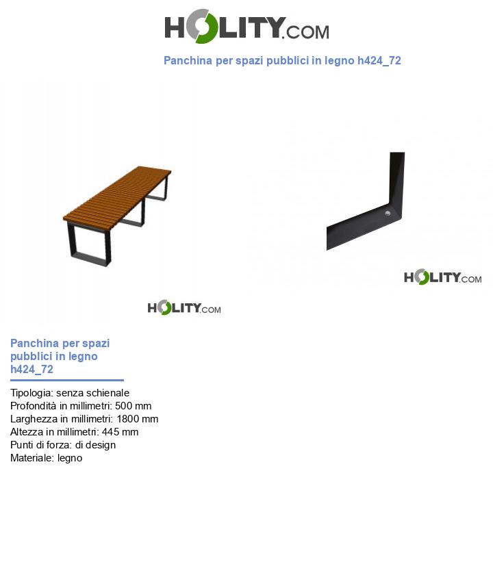 Panchina per spazi pubblici in legno h424_72