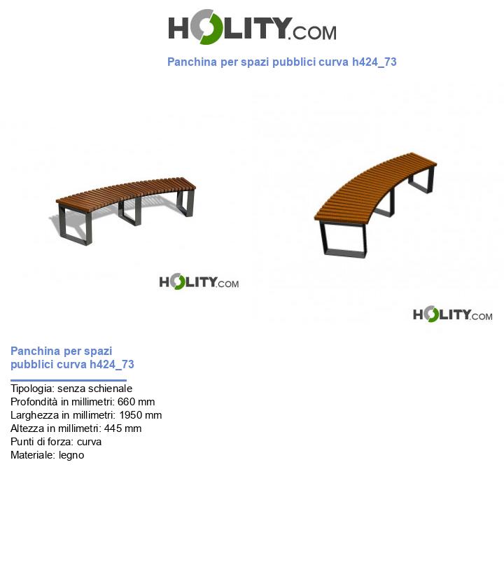 Panchina per spazi pubblici curva h424_73