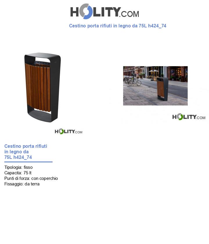 Cestino porta rifiuti in legno da 75L h424_74