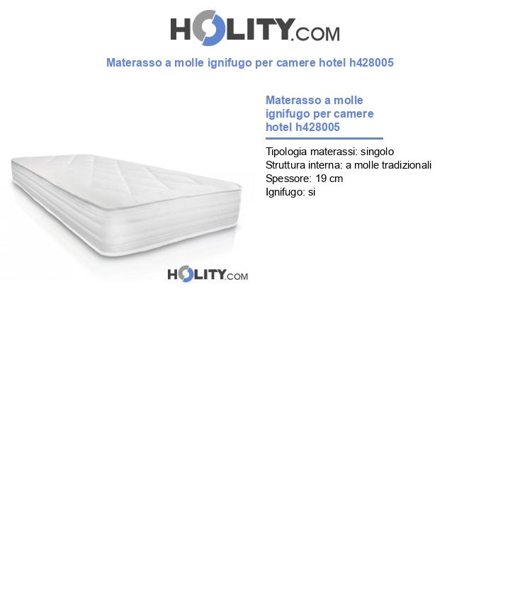 Materasso a molle ignifugo per camere albergo h428005