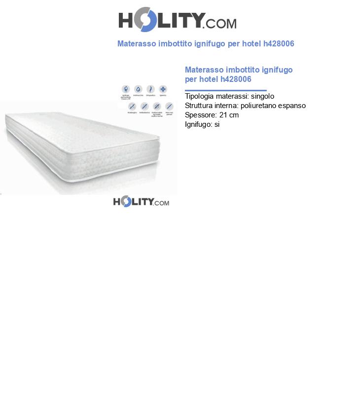 Materasso imbottito ignifugo per hotel h428006