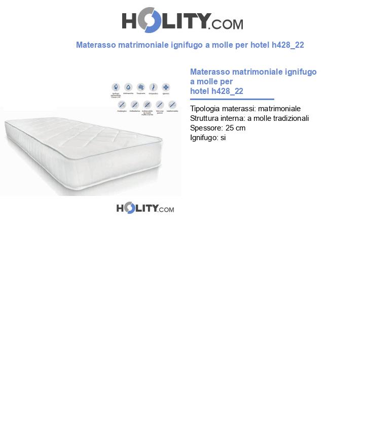Materasso matrimoniale ignifugo a molle per hotel h428_22