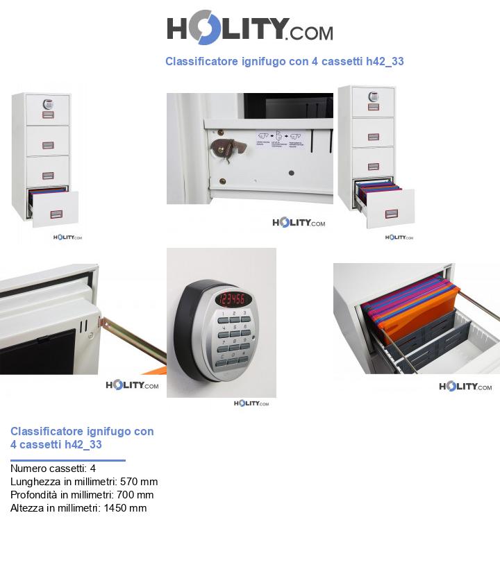 Classificatore ignifugo con 4 cassetti h42_33