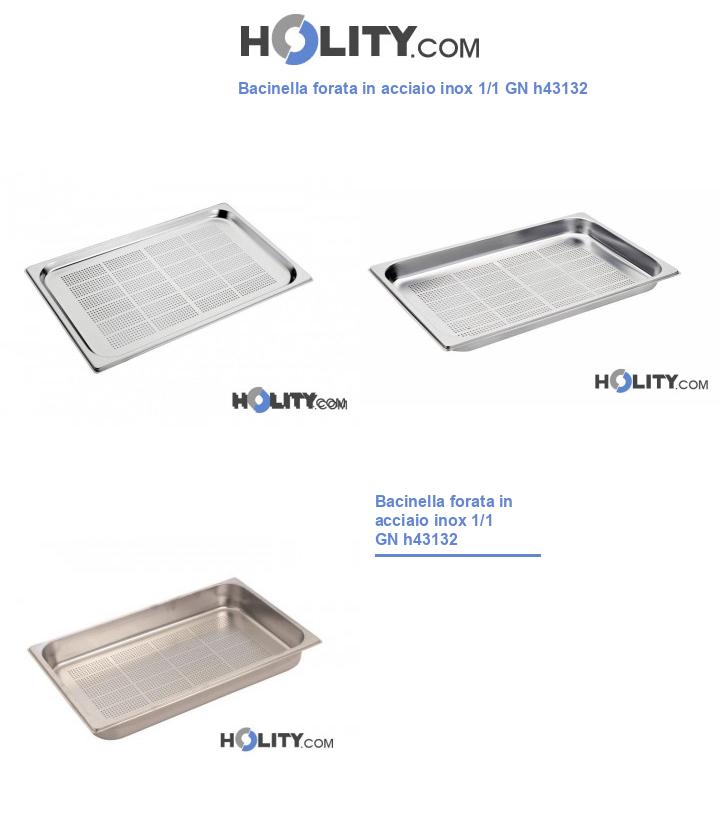 Bacinella forata in acciaio inox 1/1 GN h43132