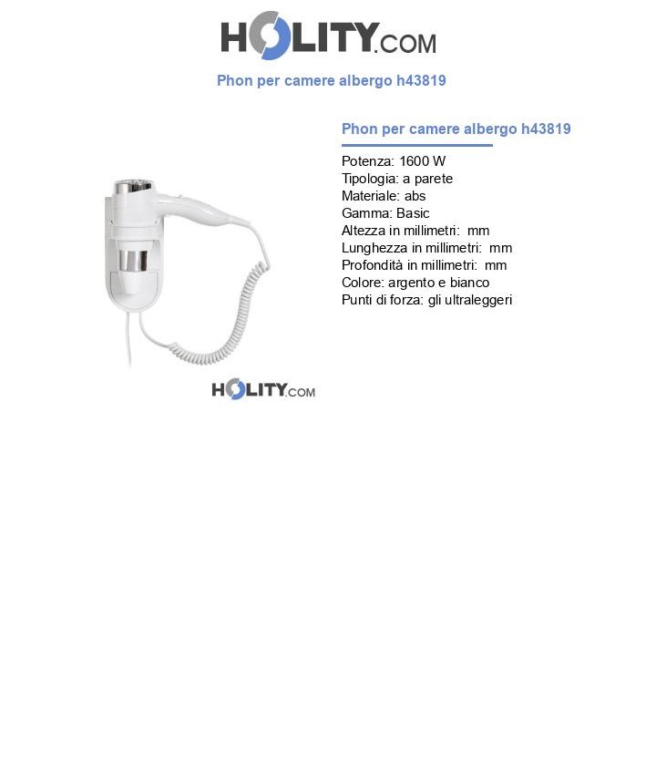 Phon per camere albergo h43819