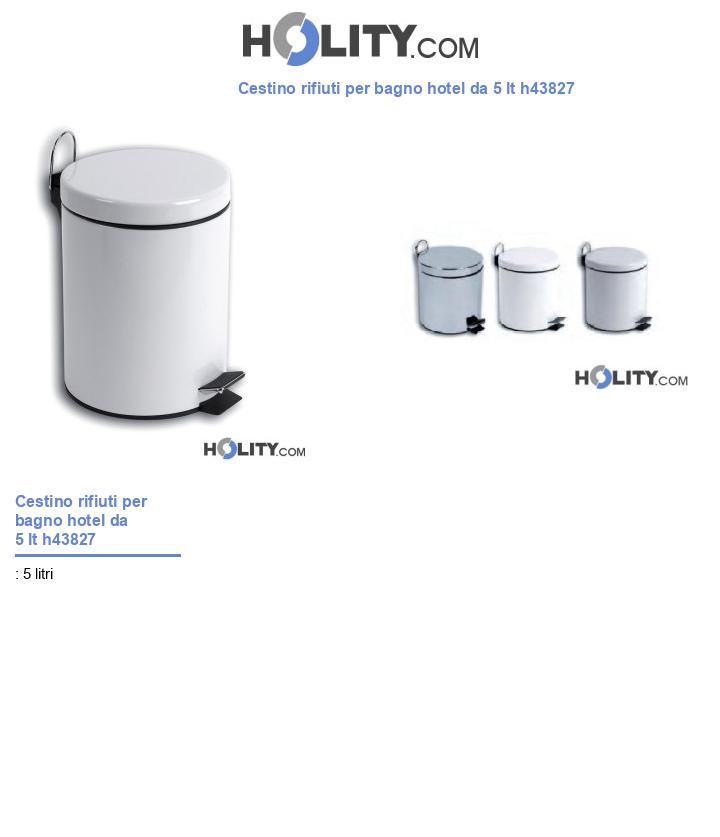 Cestino rifiuti per bagno hotel da 5 lt h43827