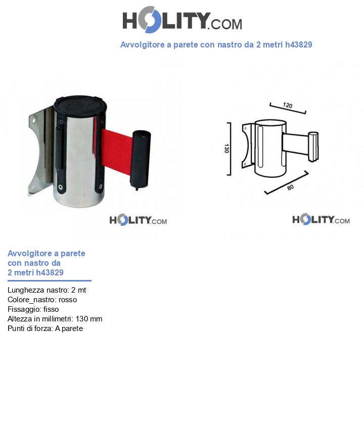 Avvolgitore a parete con nastro da 2 metri h43829