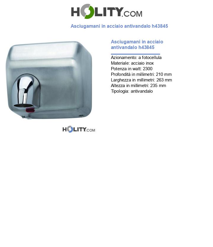 Asciugamani in acciaio antivandalo h43845
