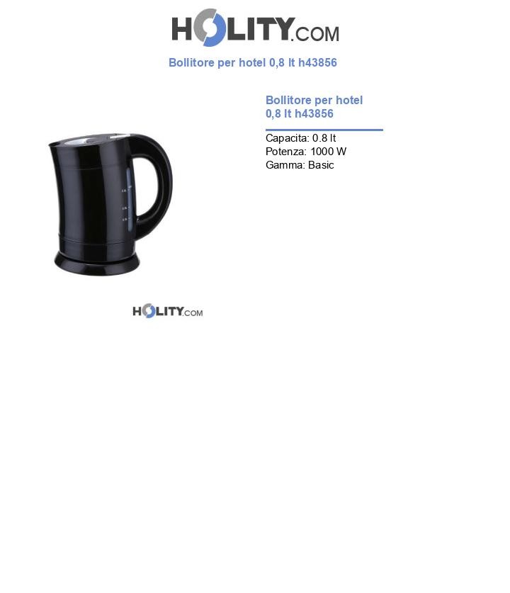 Bollitore per hotel 0,8 lt h43856